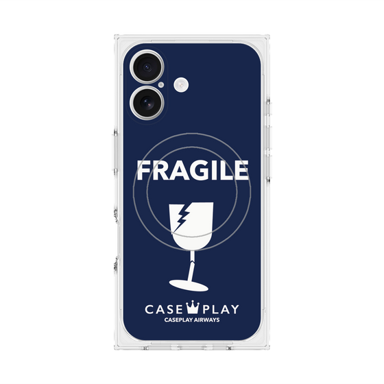 プレミアムスクエアケース with MagSafe［ FRAGILE - Navy ］