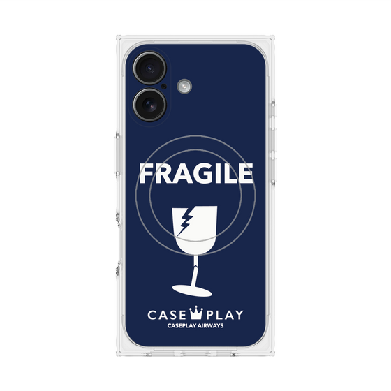 プレミアムスクエアケース with MagSafe［ FRAGILE - Navy ］