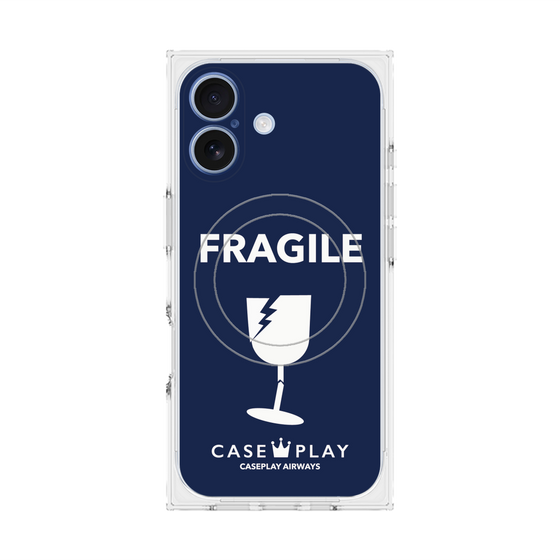 プレミアムスクエアケース with MagSafe［ FRAGILE - Navy ］