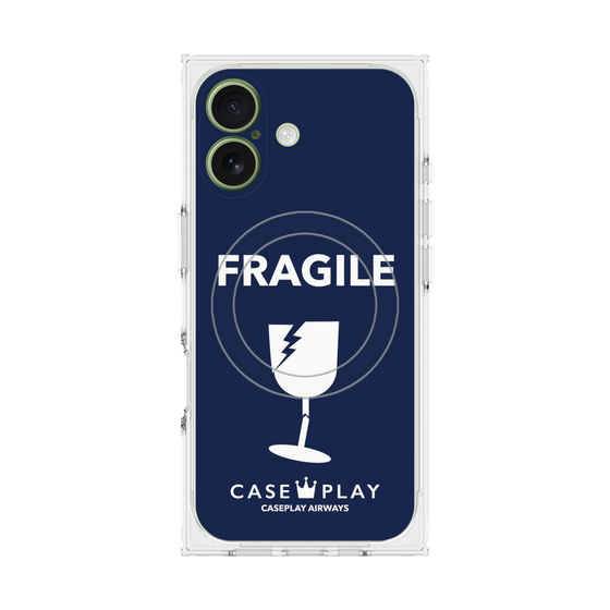 プレミアムスクエアケース with MagSafe［ FRAGILE - Navy ］