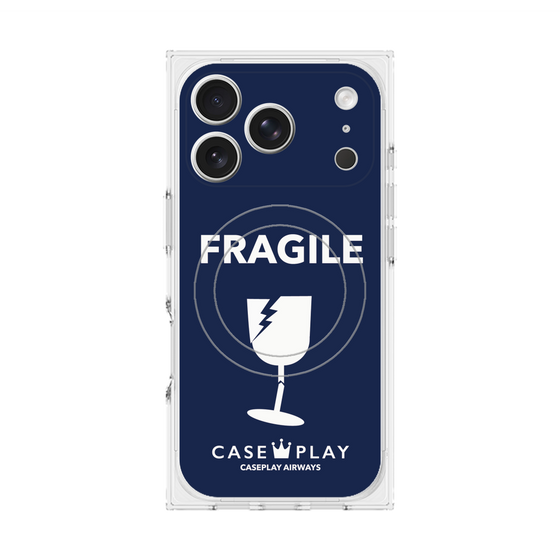 プレミアムスクエアケース with MagSafe［ FRAGILE - Navy ］