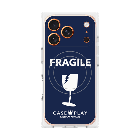 プレミアムスクエアケース with MagSafe［ FRAGILE - Navy ］
