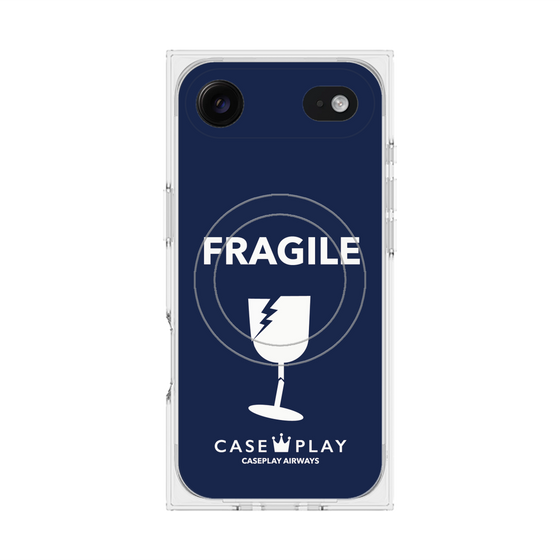 プレミアムスクエアケース with MagSafe［ FRAGILE - Navy ］