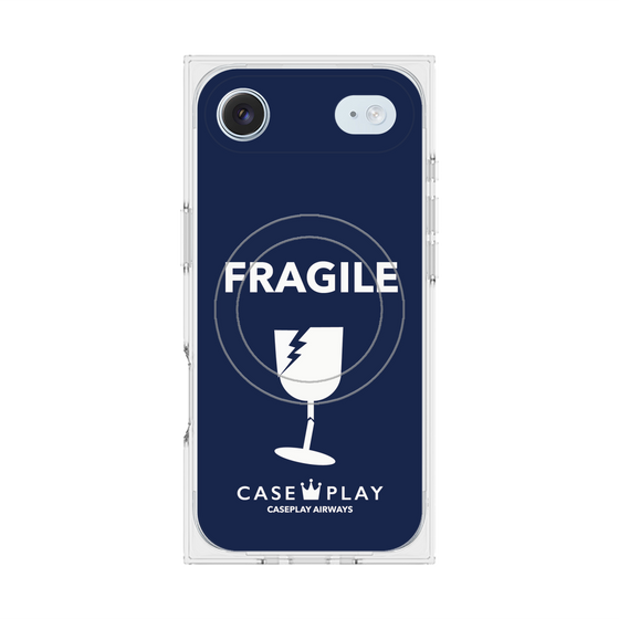 プレミアムスクエアケース with MagSafe［ FRAGILE - Navy ］