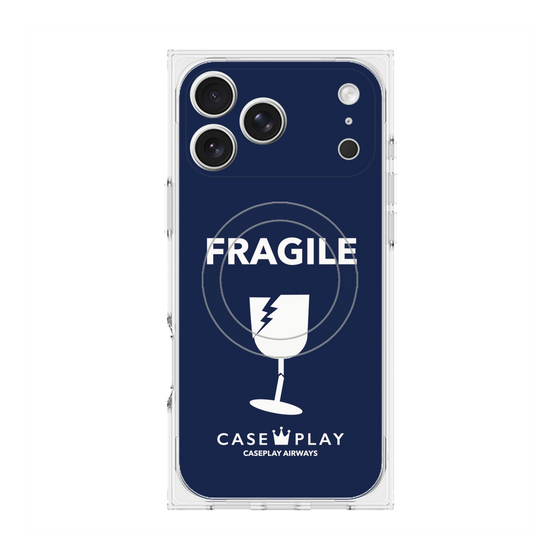 プレミアムスクエアケース with MagSafe［ FRAGILE - Navy ］
