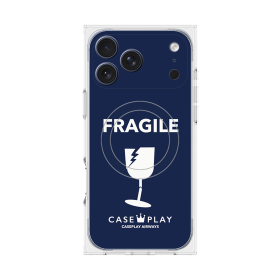 プレミアムスクエアケース with MagSafe［ FRAGILE - Navy ］