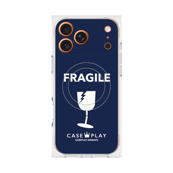 プレミアムスクエアケース with MagSafe［ FRAGILE - Navy ］