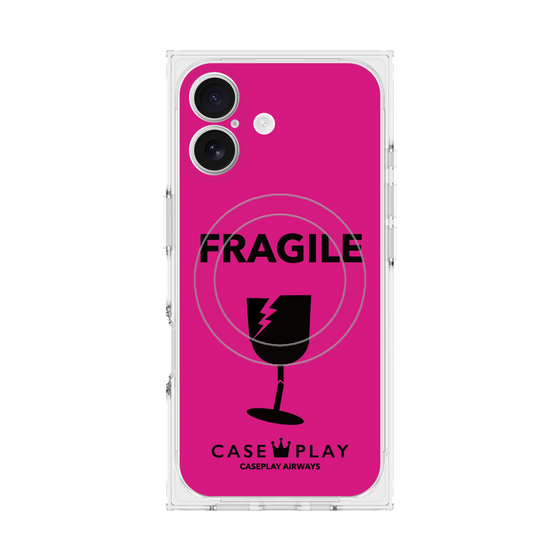 プレミアムスクエアケース with MagSafe［ FRAGILE - Pink ］