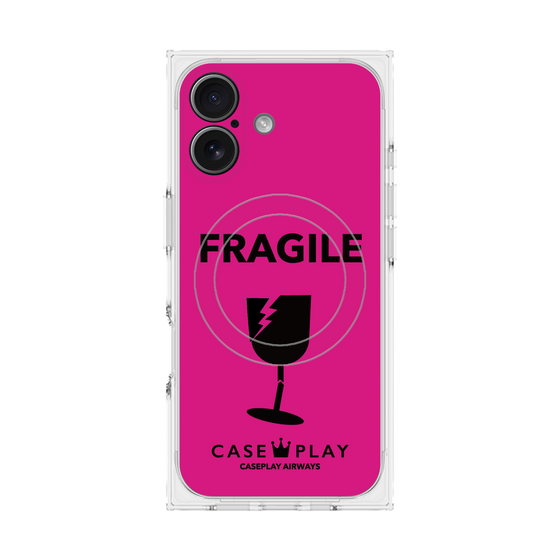 プレミアムスクエアケース with MagSafe［ FRAGILE - Pink ］