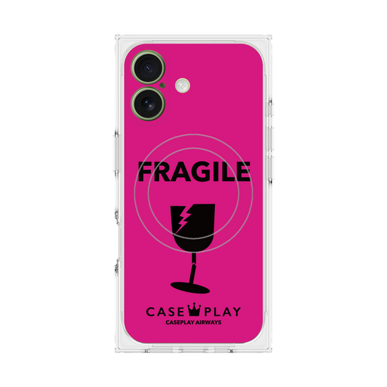 プレミアムスクエアケース with MagSafe［ FRAGILE - Pink ］