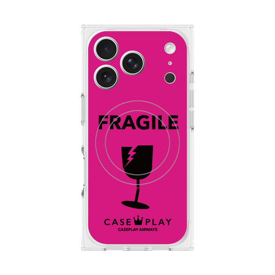 プレミアムスクエアケース with MagSafe［ FRAGILE - Pink ］