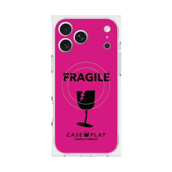 プレミアムスクエアケース with MagSafe［ FRAGILE - Pink ］