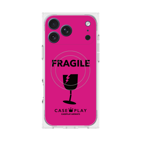 プレミアムスクエアケース with MagSafe［ FRAGILE - Pink ］