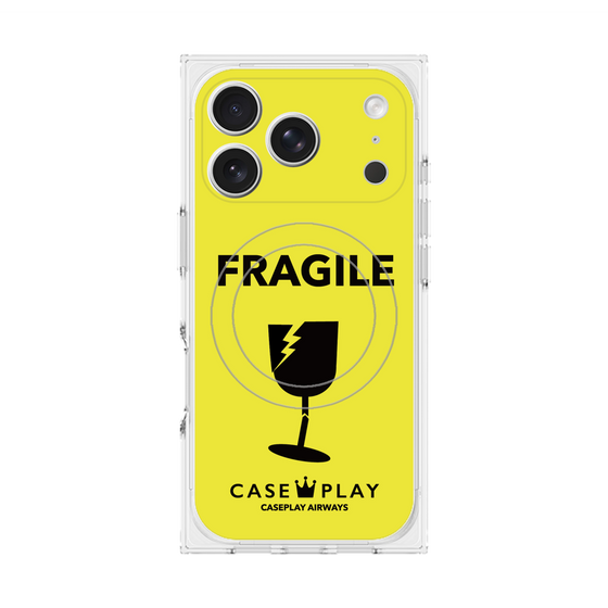 プレミアムスクエアケース with MagSafe［ FRAGILE - Yellow ］