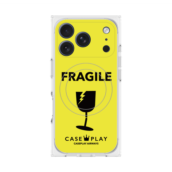 プレミアムスクエアケース with MagSafe［ FRAGILE - Yellow ］