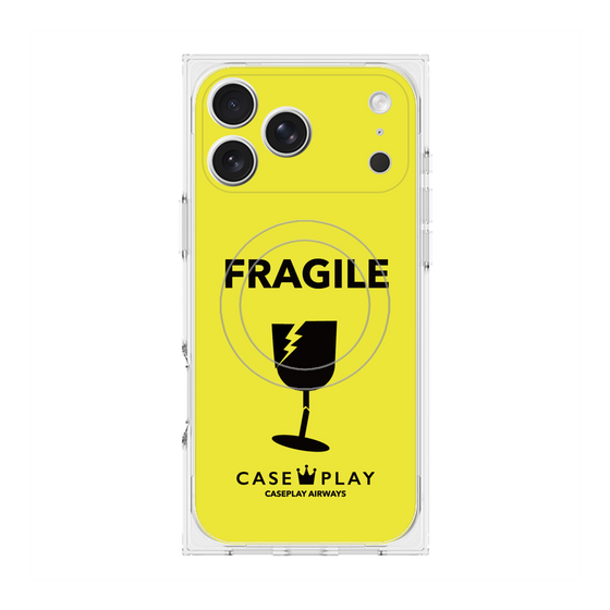 プレミアムスクエアケース with MagSafe［ FRAGILE - Yellow ］
