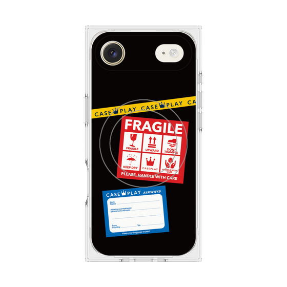 プレミアムスクエアケース with MagSafe［ FRAGILE Stickers - Black ］