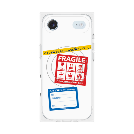 プレミアムスクエアケース with MagSafe［ FRAGILE Stickers - White ］