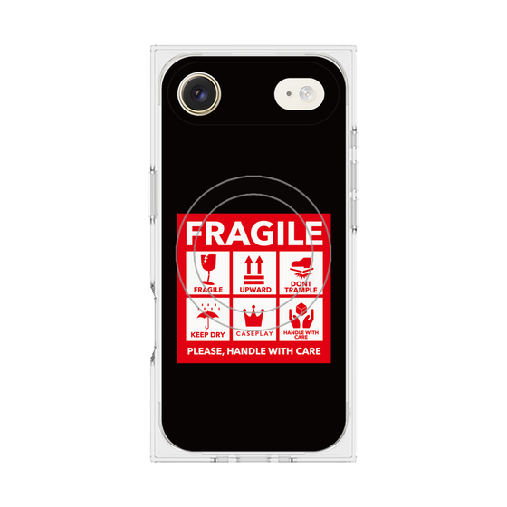 プレミアムスクエアケース with MagSafe［ FRAGILE Sticker - Black ］