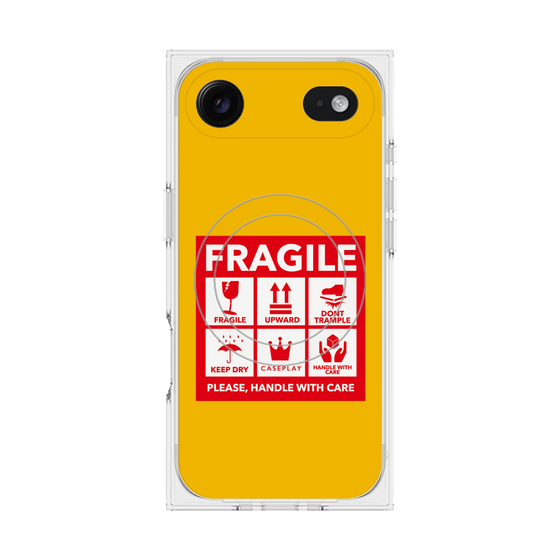 プレミアムスクエアケース with MagSafe［ FRAGILE Sticker - Yellow ］