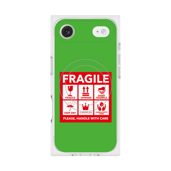 プレミアムスクエアケース with MagSafe［ FRAGILE Sticker - Green ］