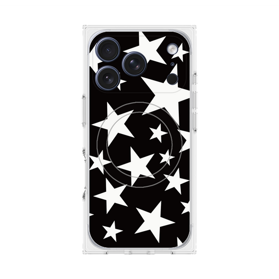 プレミアムスクエアケース with MagSafe［ Stars - Black ］