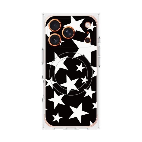 プレミアムスクエアケース with MagSafe［ Stars - Black ］