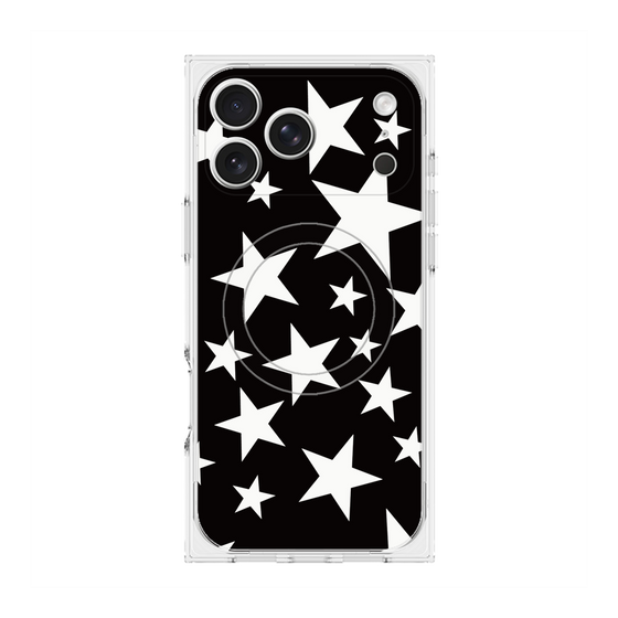プレミアムスクエアケース with MagSafe［ Stars - Black ］