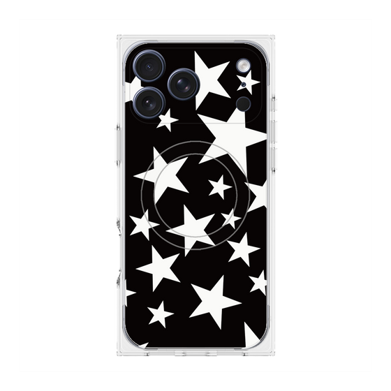 プレミアムスクエアケース with MagSafe［ Stars - Black ］