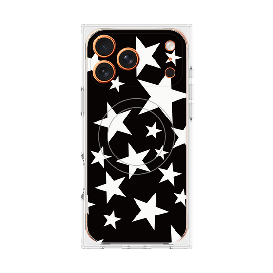 プレミアムスクエアケース with MagSafe［ Stars - Black ］