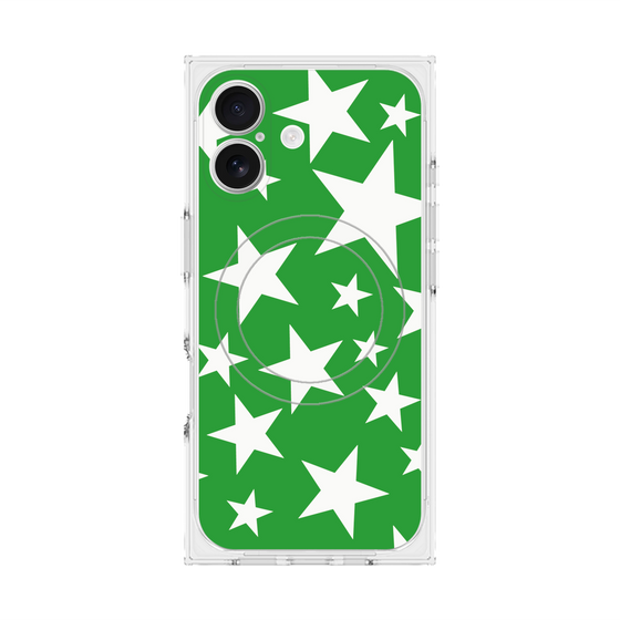 プレミアムスクエアケース with MagSafe［ Stars - Green ］