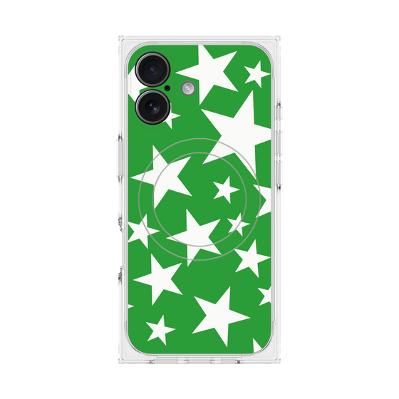 プレミアムスクエアケース with MagSafe［ Stars - Green ］