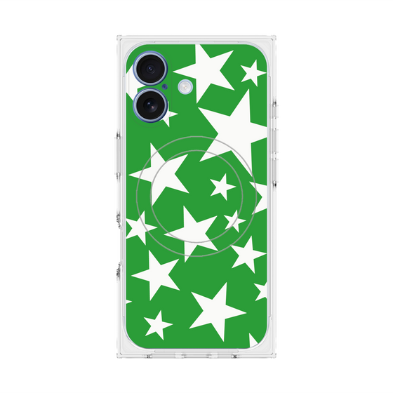 プレミアムスクエアケース with MagSafe［ Stars - Green ］
