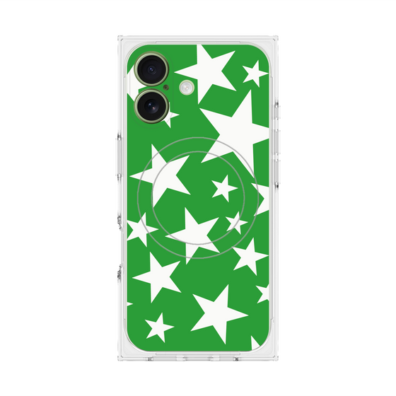 プレミアムスクエアケース with MagSafe［ Stars - Green ］