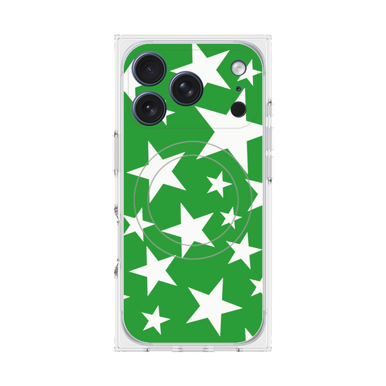 プレミアムスクエアケース with MagSafe［ Stars - Green ］