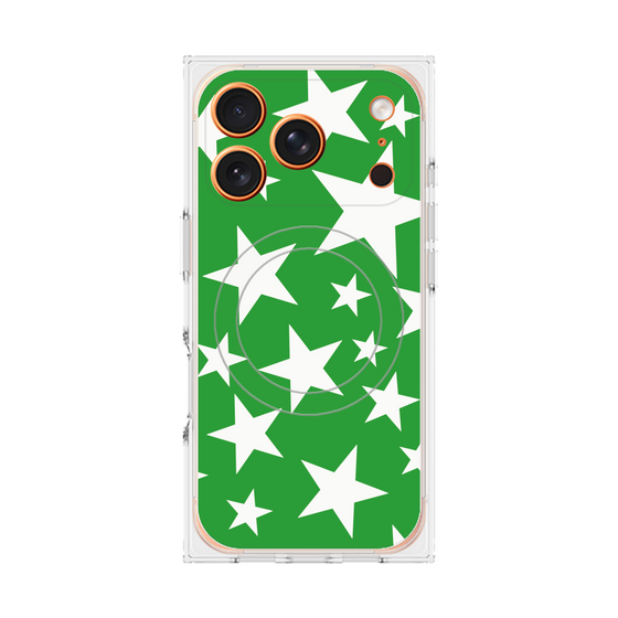 プレミアムスクエアケース with MagSafe［ Stars - Green ］