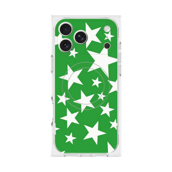 プレミアムスクエアケース with MagSafe［ Stars - Green ］