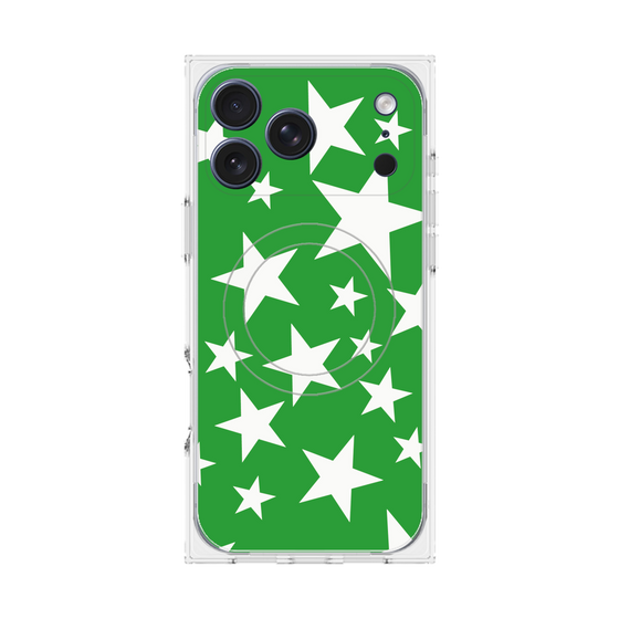 プレミアムスクエアケース with MagSafe［ Stars - Green ］