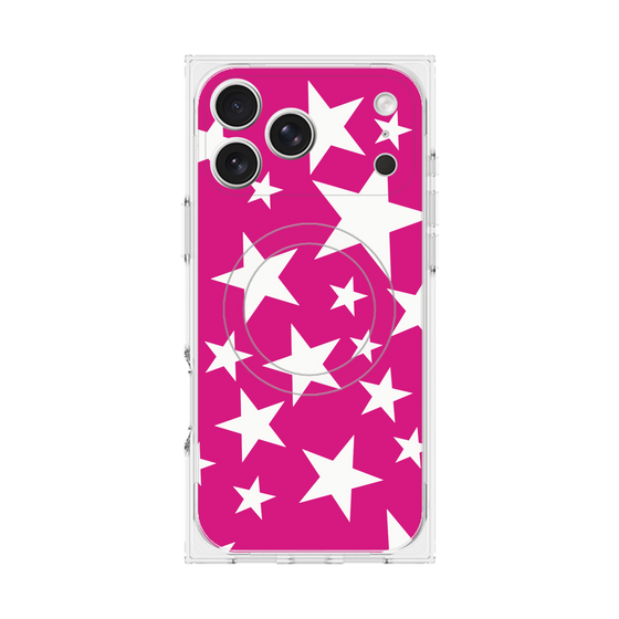 プレミアムスクエアケース with MagSafe［ Stars - Pink ］