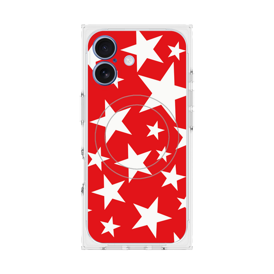 プレミアムスクエアケース with MagSafe［ Stars - Red ］