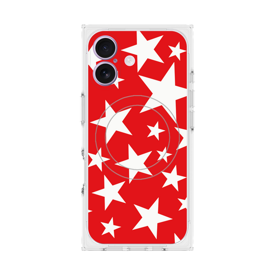 プレミアムスクエアケース with MagSafe［ Stars - Red ］