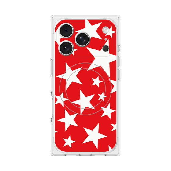 プレミアムスクエアケース with MagSafe［ Stars - Red ］