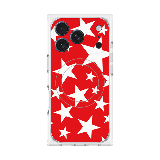 プレミアムスクエアケース with MagSafe［ Stars - Red ］