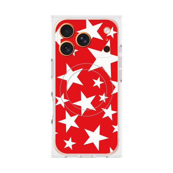 プレミアムスクエアケース with MagSafe［ Stars - Red ］