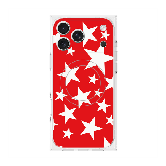 プレミアムスクエアケース with MagSafe［ Stars - Red ］