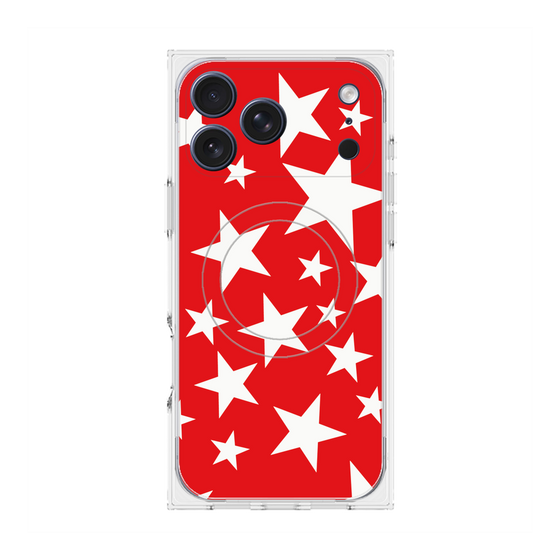 プレミアムスクエアケース with MagSafe［ Stars - Red ］