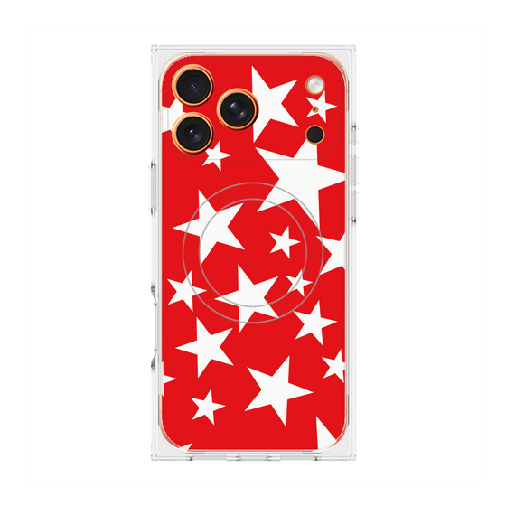 プレミアムスクエアケース with MagSafe［ Stars - Red ］