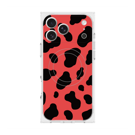 プレミアムスクエアケース with MagSafe［ Cow - Red ］