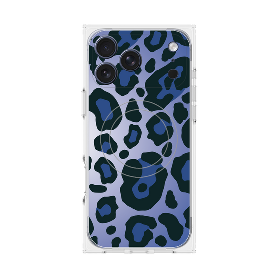 プレミアムスクエアケース with MagSafe［ Leopard - Blue ］