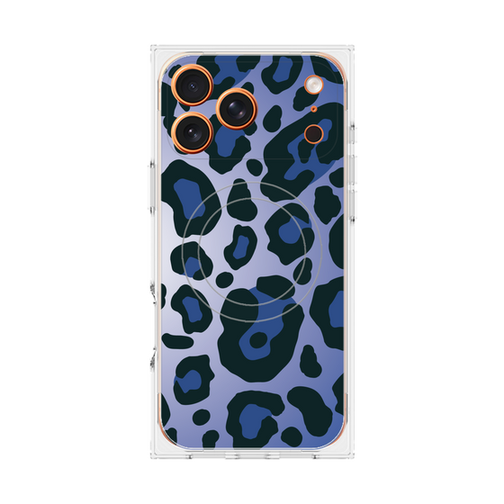 プレミアムスクエアケース with MagSafe［ Leopard - Blue ］